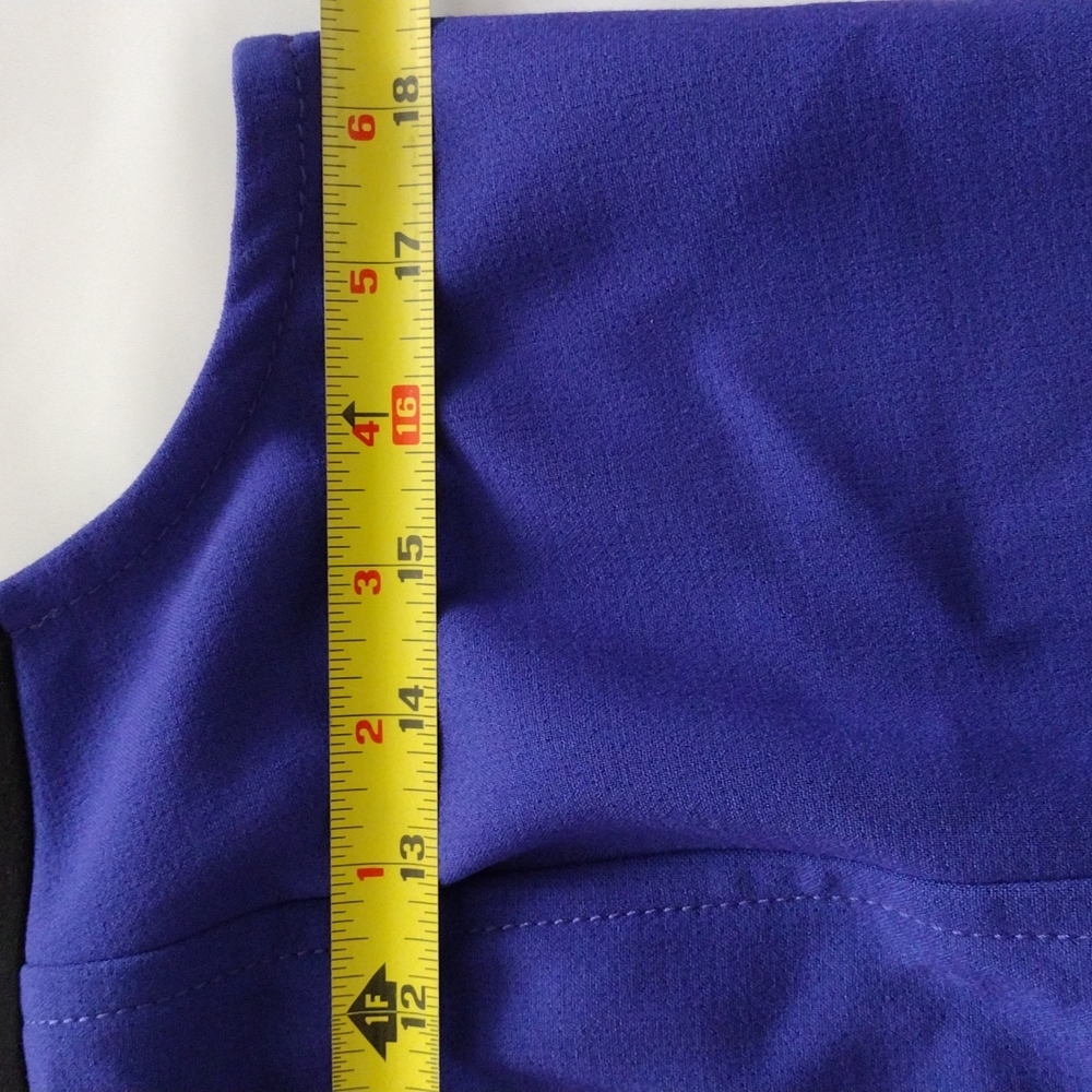 LOFT Dress Size 8 Black Blue/Purple Color Block, Midi. - Picture 8 of 12